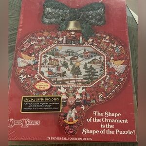 Vintage Hallmark Outlines by Springbok Sleigh Ride Ornament Shapes puzzle. New.